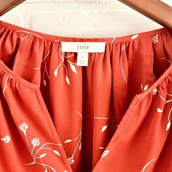 REVOLVE x Joie Allea Blouse Peasant Orange Cinnamon/Cream As seen on TV Sz S - Picture 7 of 16